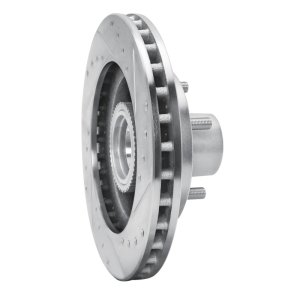 Chevrolet S10 Blazer Brake Rotor (1) - Front Left - R1 Concepts - Drilled & Slotted - Silver - `91-`03